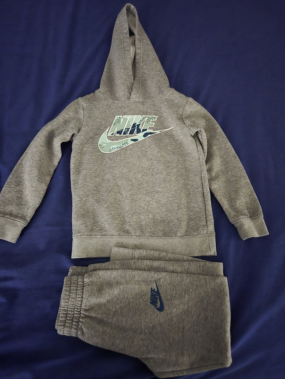 Nike Gray Hoodie and Joggers Set with Mint & Navy Logos